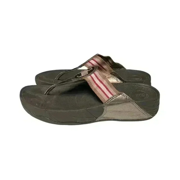 FitFlop WalkStar Bronze Toe Post Sandals Size 7 - Picture 3 of 10